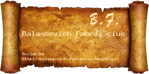 Balassovich Fabrícius névjegykártya